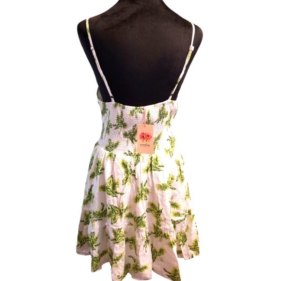 NWT Entro White and Green Floral Sundress Mini Dress Med - Picture 7 of 10